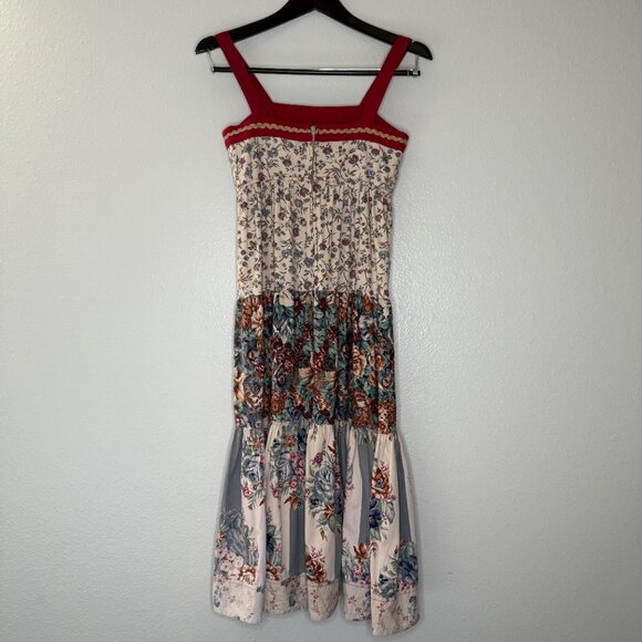 Vintage 70s Two Piece Cottage Floral Prairie Vest Dress Set | Size XXS/XS - Picture 8 of 16